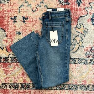 Zara Blue Flare Wide Leg Jeans Classic Style